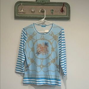 J. McLaughlin Catalina women’s Top with nautical rope and coral print medium new
